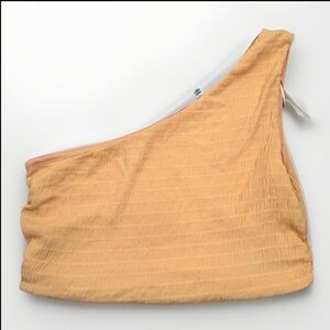 SOMETHINGNEW One Shoulder Top Womens Size L Orange Textured Tube Stretchy